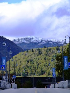 View from the main street in Hemsedal, beautiful contrasts.